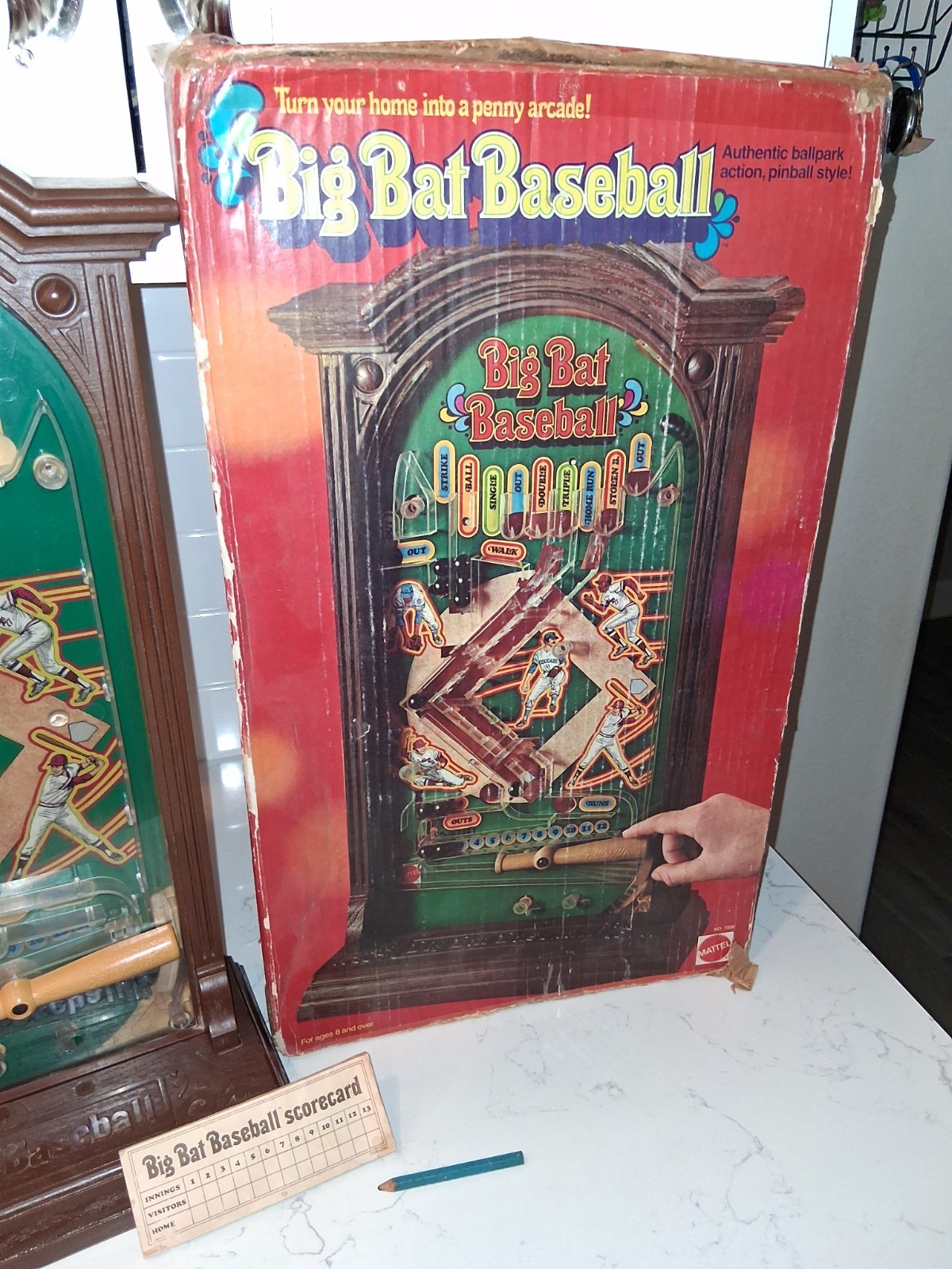Vintage 1975 Mattel Big Bat Baseball Game Arcade/Pinball Style Complete Working*