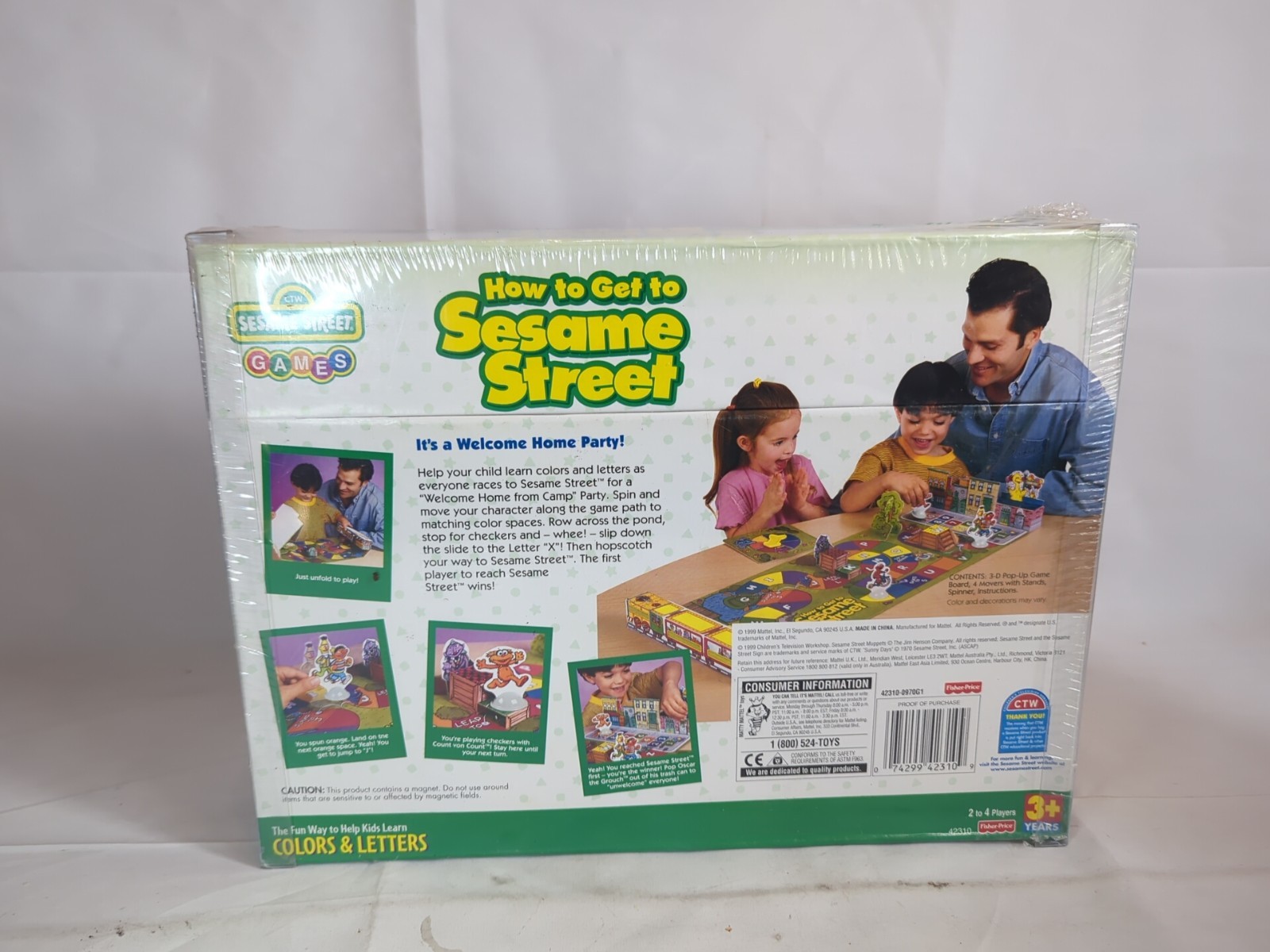NOS VTG Fisher-Price How To Get To Sesame Street Pop Up Game Colors & Letters