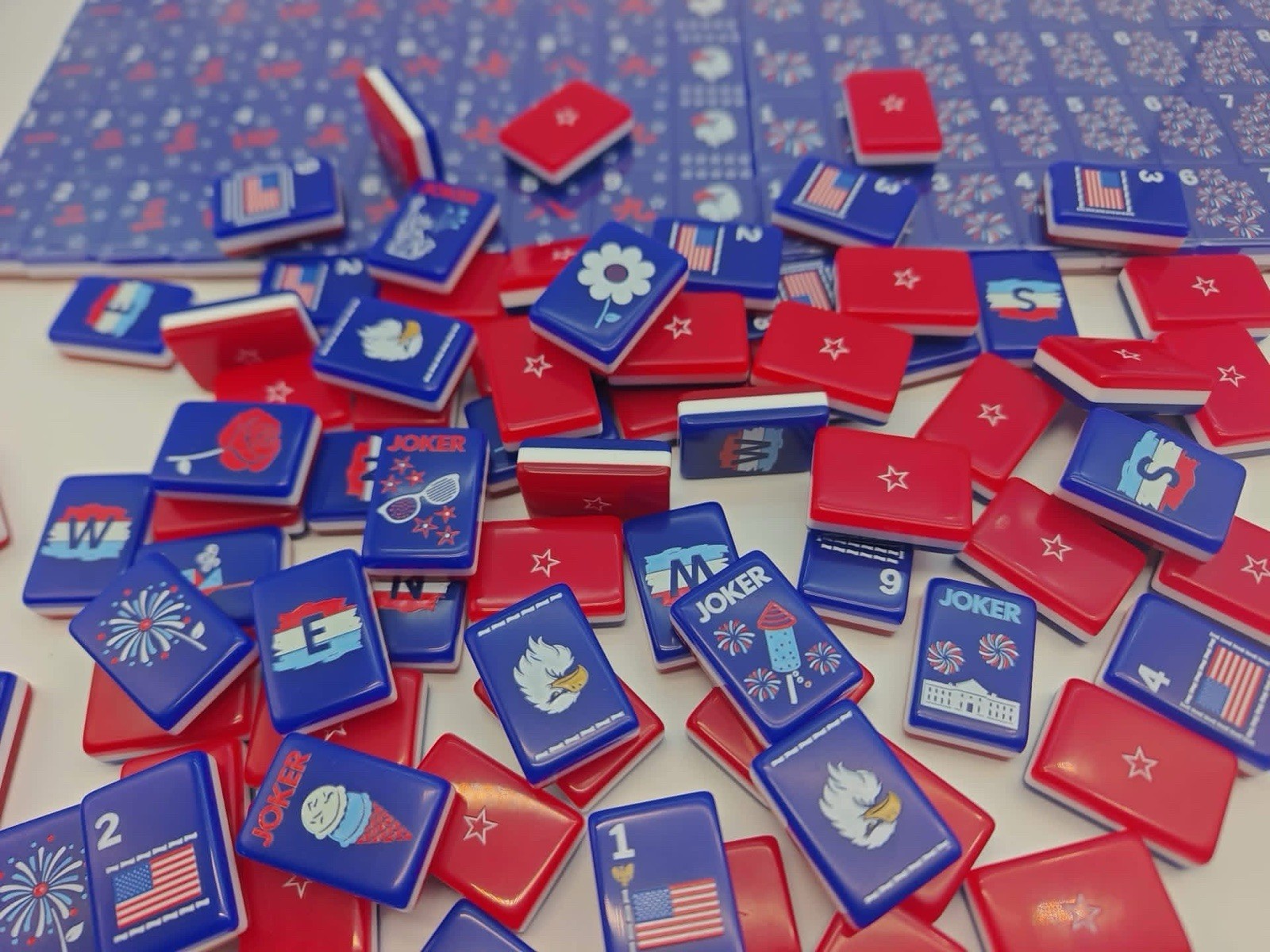The Patriotic Line Inspired Red, White and Blue American Mahjong Tiles
