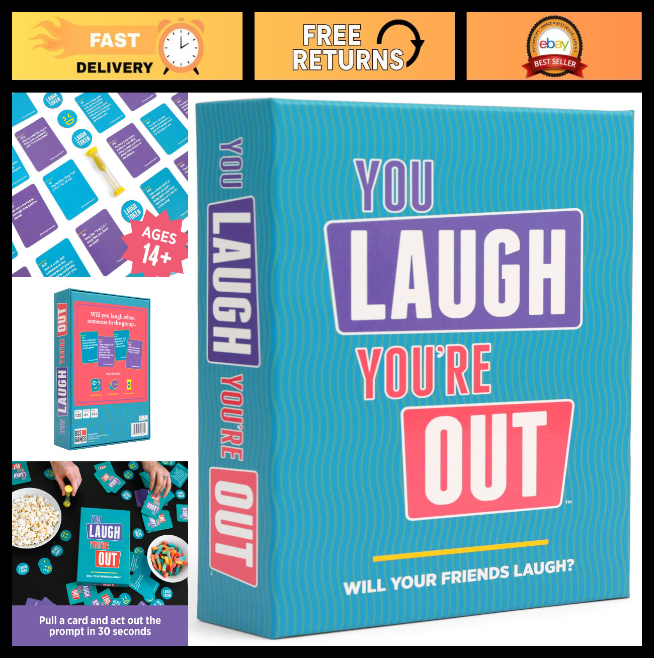 Hilarious Charades Party Game for Adults & Teens – 125 Fun Prompt Cards, Family