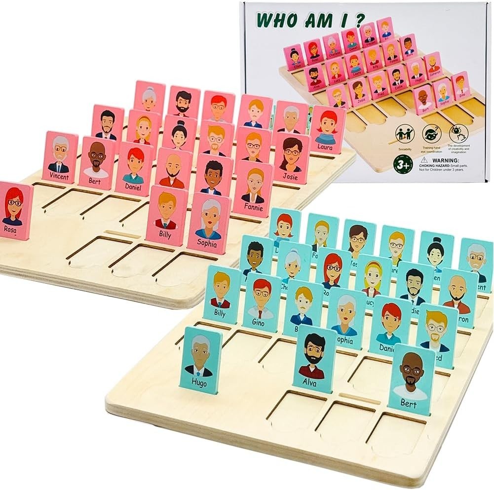 Guess Game Board Games Who Am I Wooden Board Game for Kids 3 4 5 6 7 8 Years Old