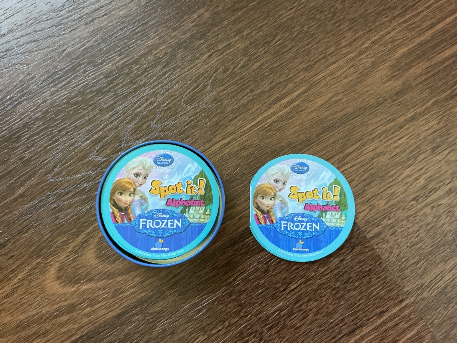 Spot It Disney Frozen Family Spot The Match to Learn Alphabet Card Game Tin 2014
