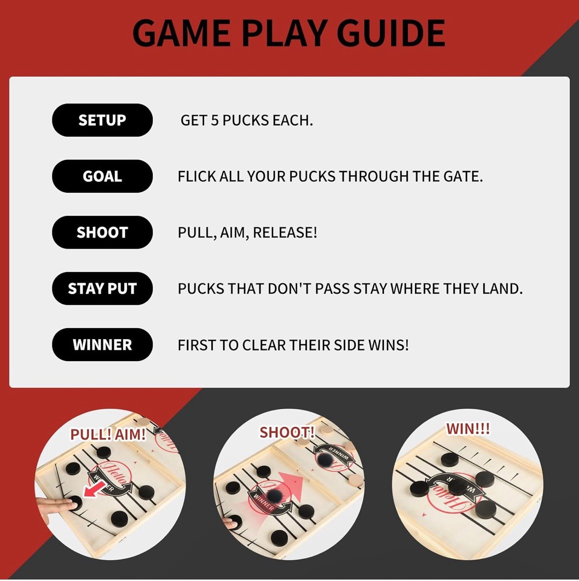 Fast Sling Puck Game, Super Sling Puck Board Game, Large Size-2 Pack Brand New
