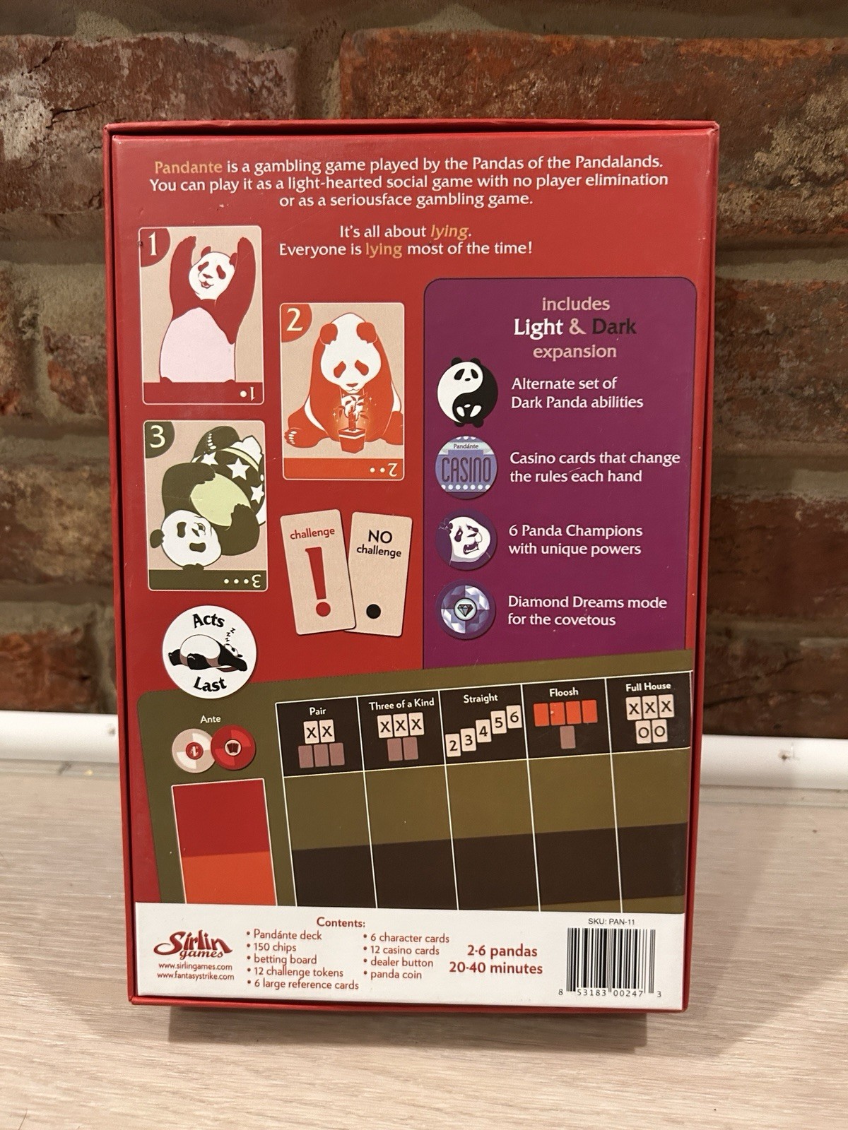 Pandante 2nd Edition w/ Light & Dark Expansion New Open Box Sirlin Games 2015