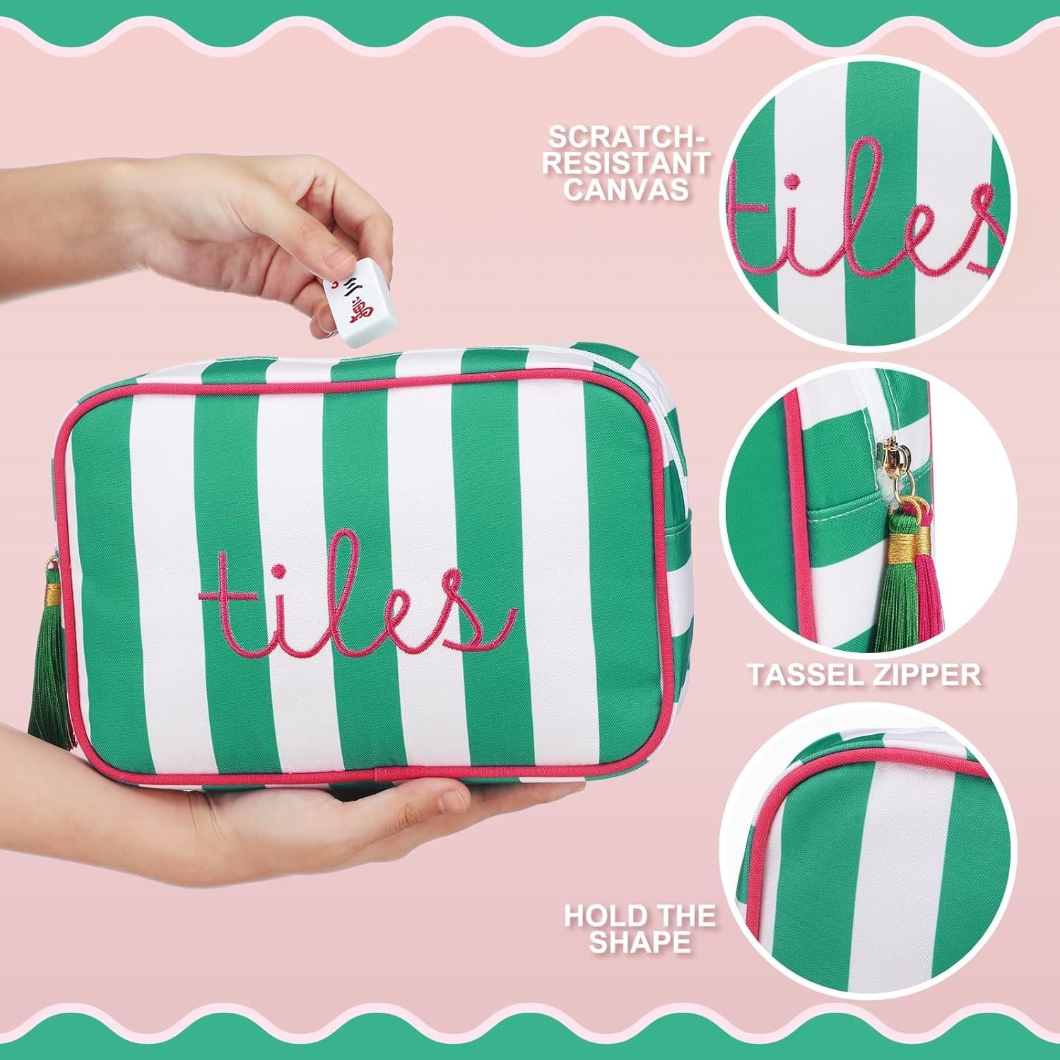 Mahjong Tile Bag with Zipper, Mahjong Storage Pouch Mah Jong Bags for Tiles B…