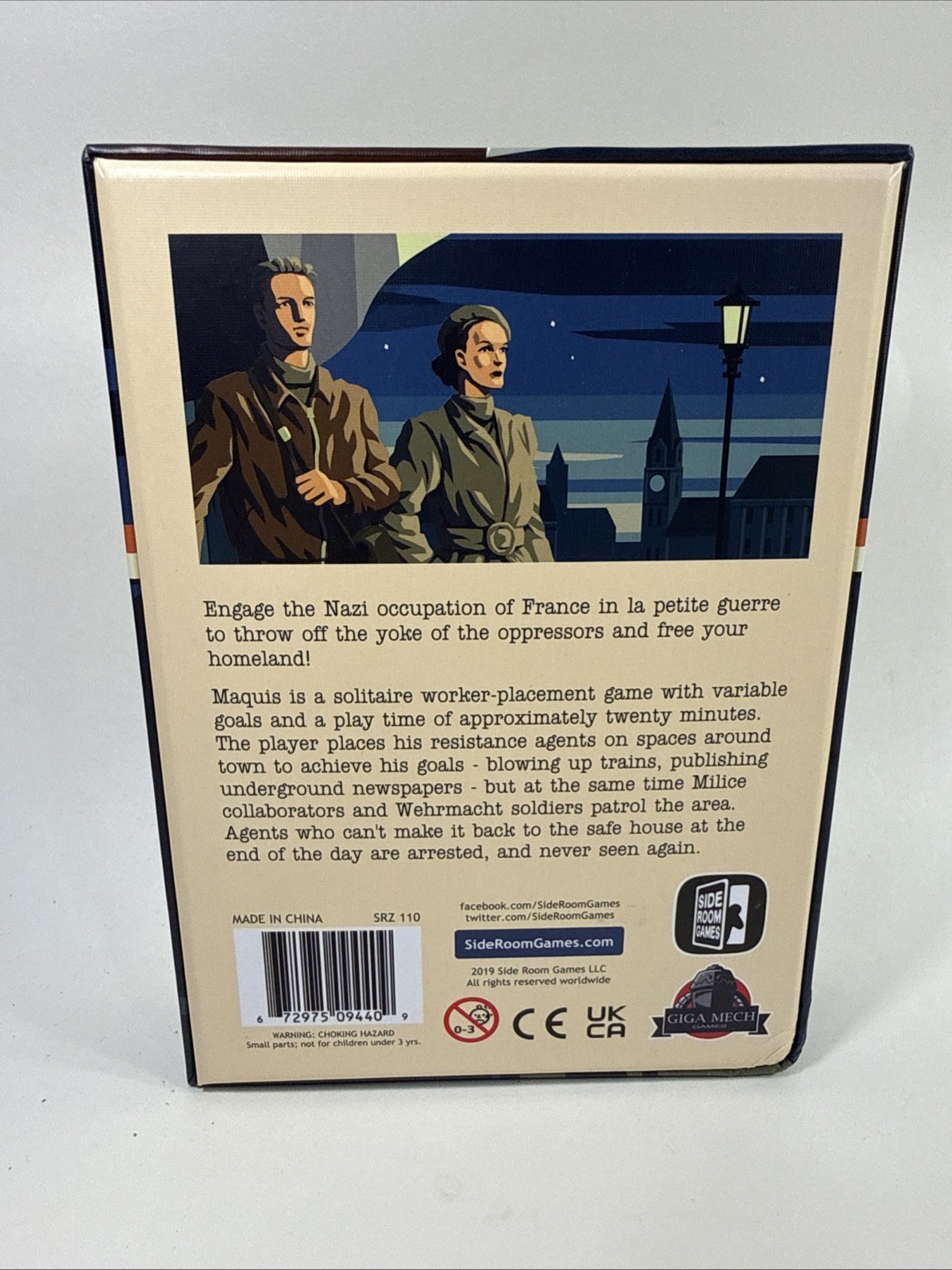 Maquis Solo Board Game by Jake Staines – Side Room Games 2019 – Gently Used