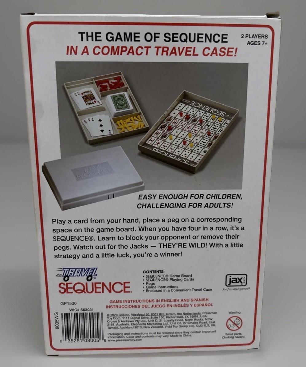 Sequence Travel Version Game of Strategy 2020 By Jax Ltd. NEW. Ages 7+