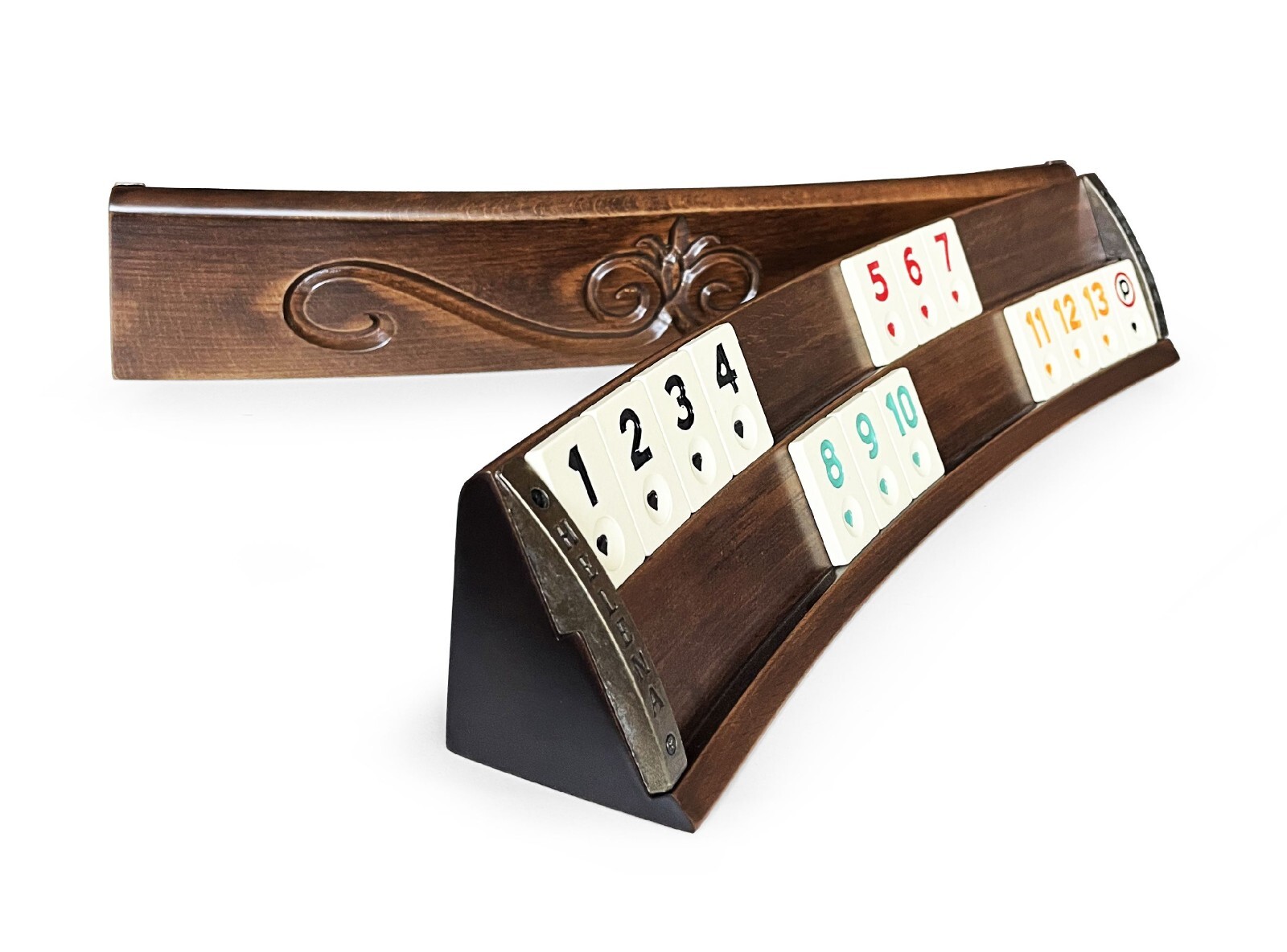 Elliptic Massive Wood Rummi Set Handmade Hand Carved, Rummy Cube Set, Okey Game