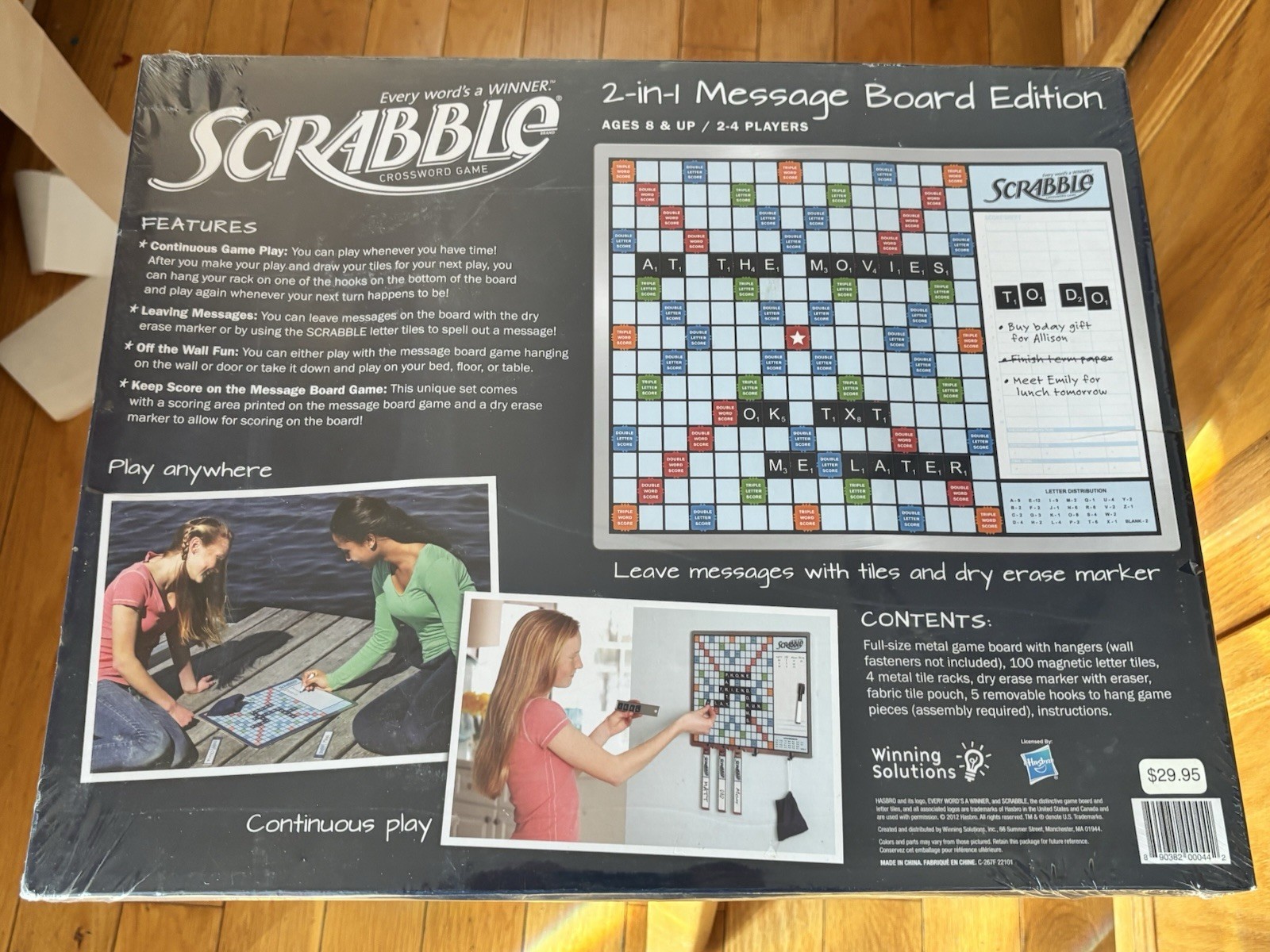 SCRABBLE 2-In-1 MESSAGE BOARD Edition Hasbro Winning Solutions Magnetic Tiles