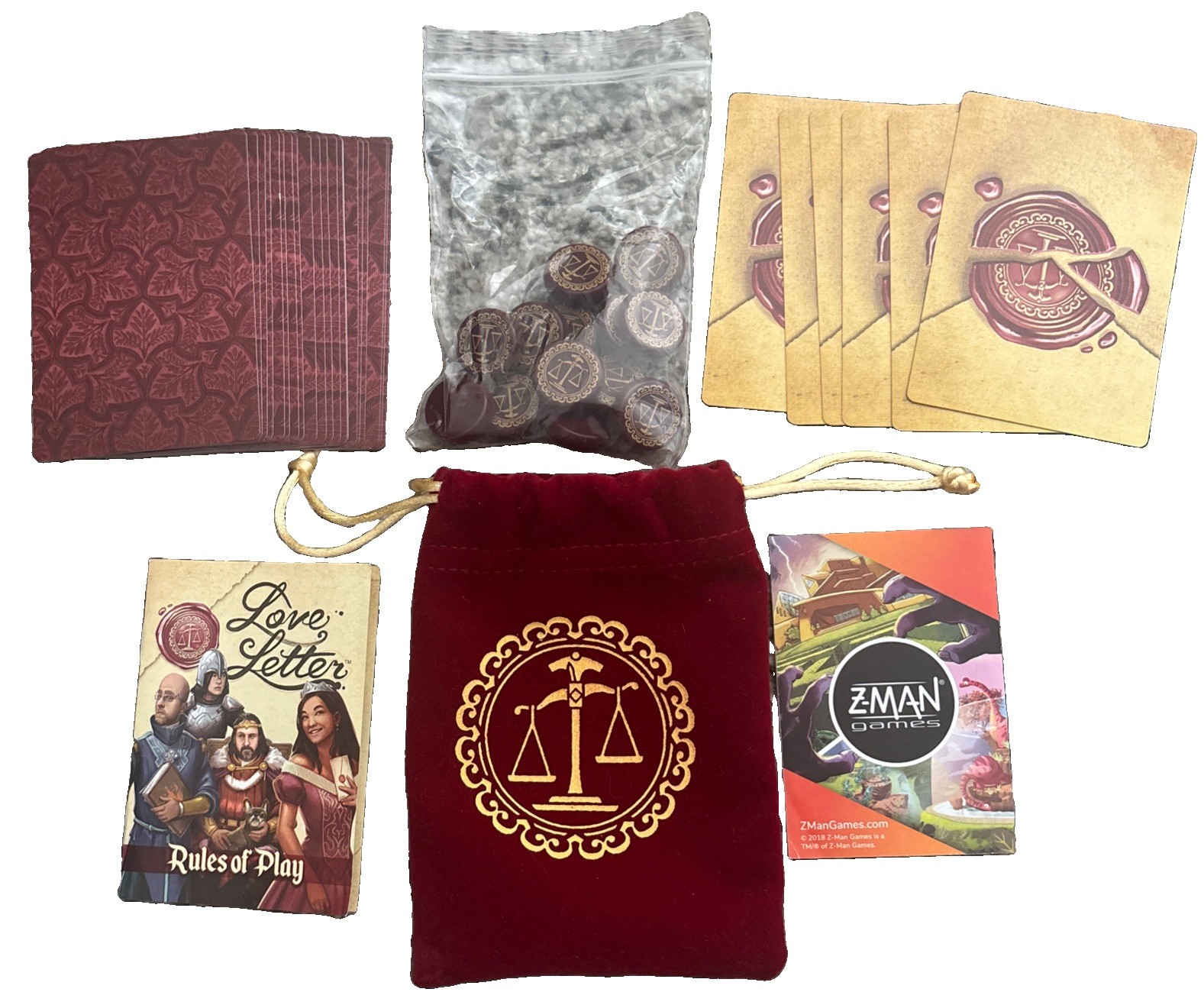 Love Letter New Edition Card Game w/ Bag – Z-Man Games Medieval Fantasy Complete