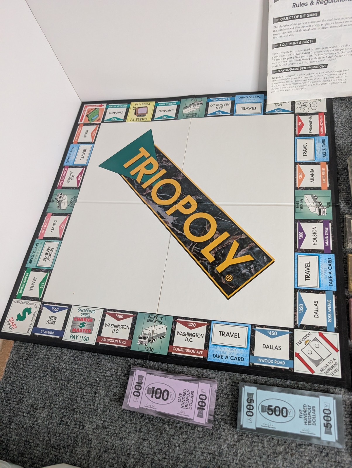 Triopoly Inaugural Edition Board Game (1997, Reveal) Complete 3 Level Monopoly
