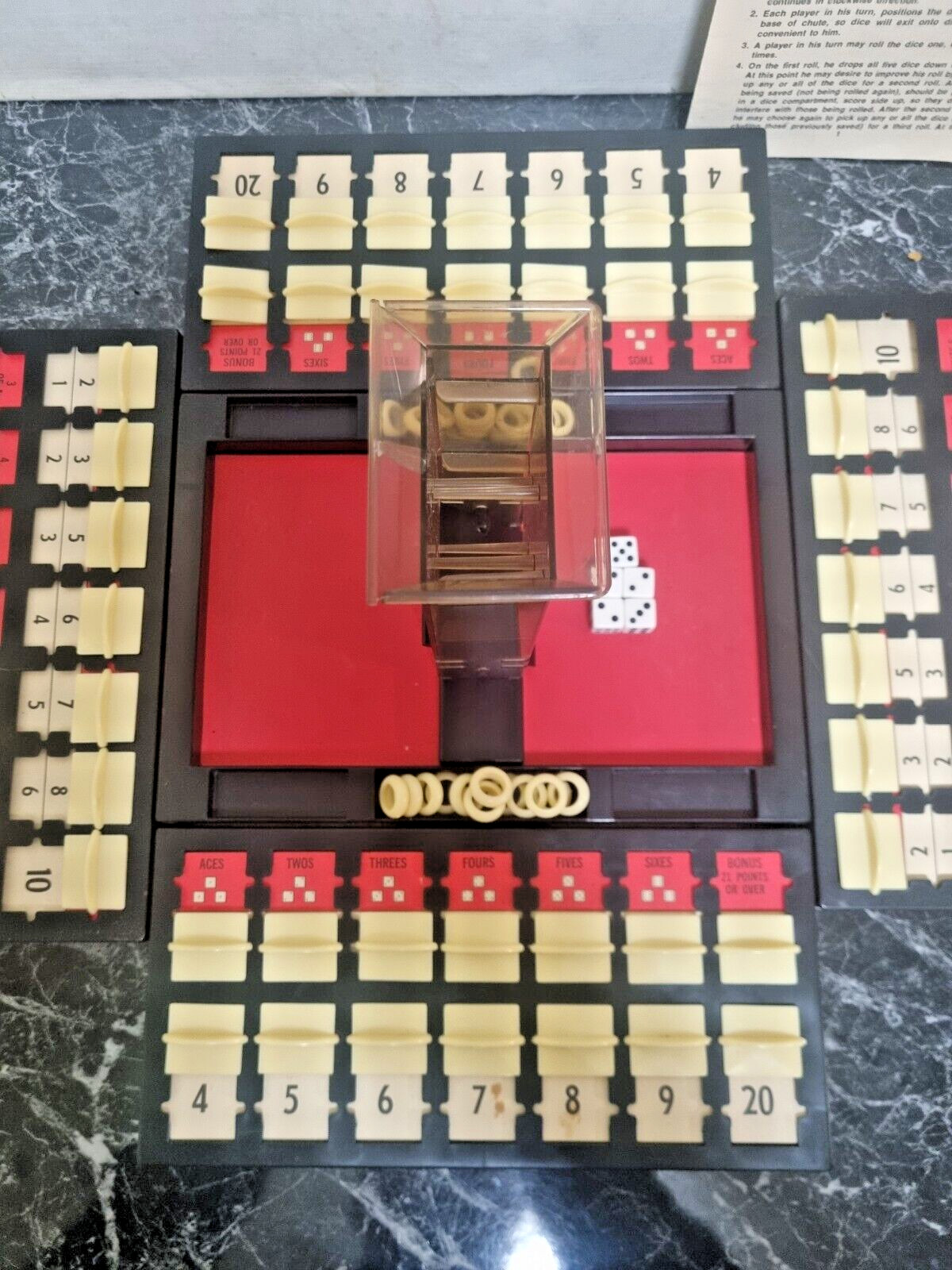 Vintage Milton Bradley Board Game Chute-5 Yahtzee Dice Stratergy Game Rare 1973