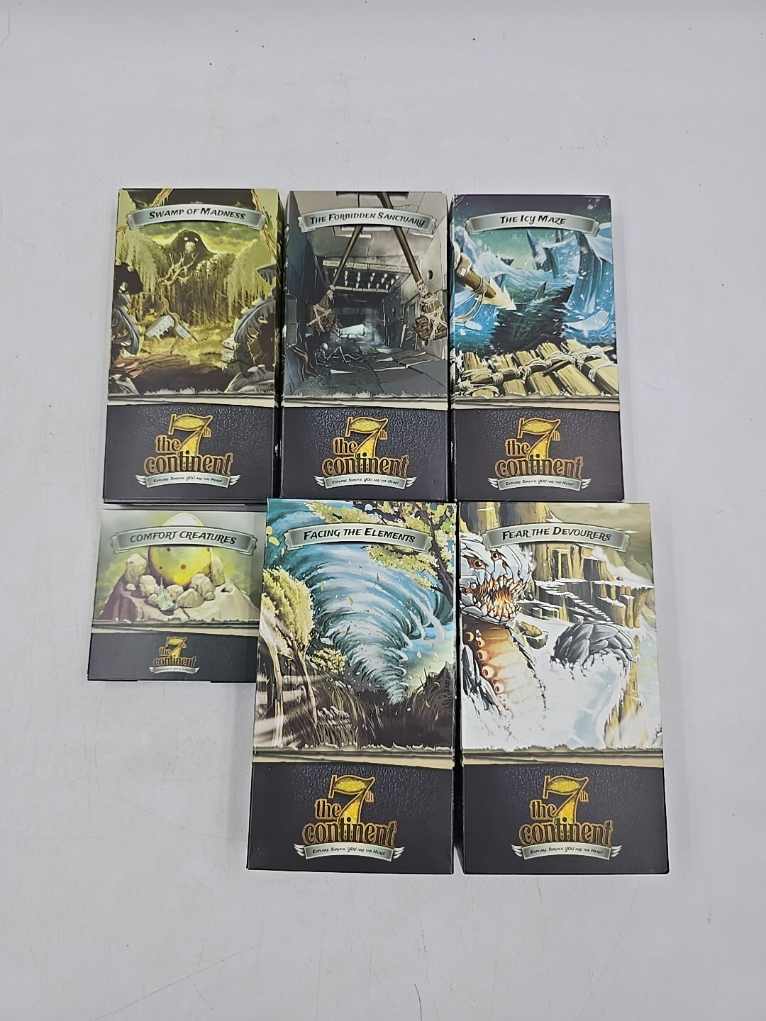 Lot of 6 Empty Game Boxes 7th Continent Comfort Creatures Maze Expansion Cards
