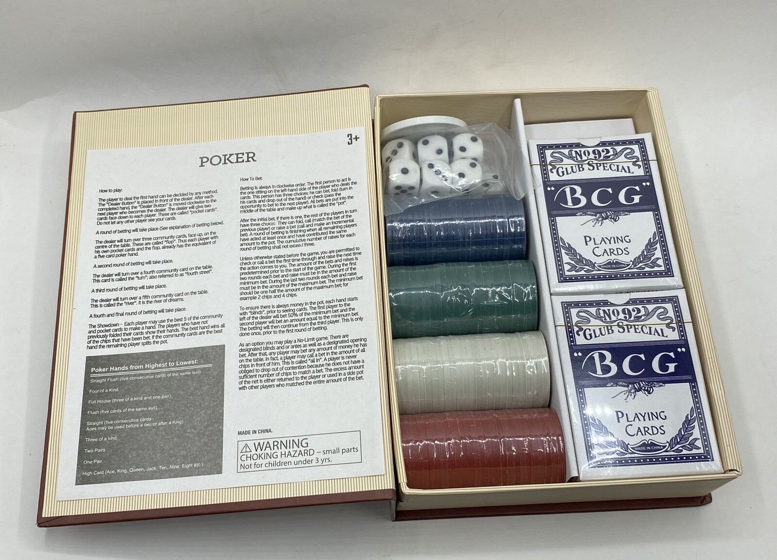 Poker & Dice Set George Hardy Chips Playing Cards Gambling New SEALED Christmas