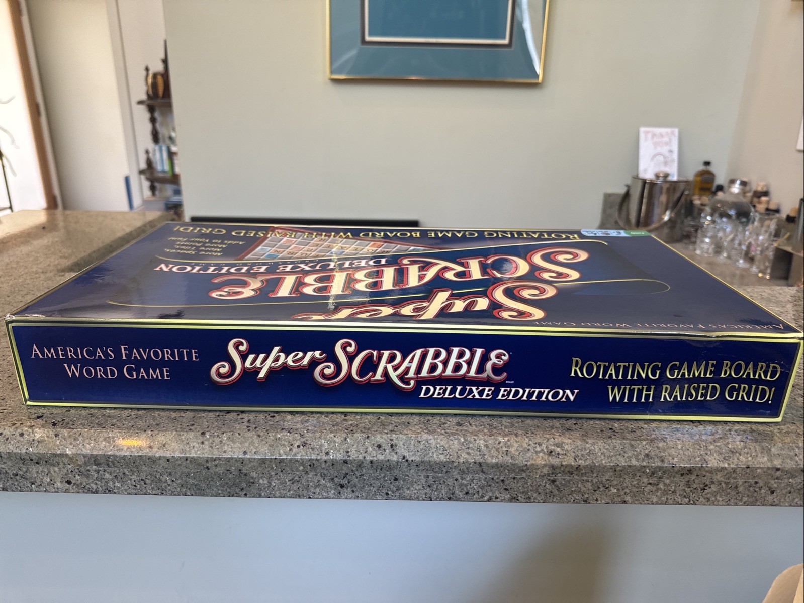 Super Scrabble Deluxe Edition Crossword Game Rotating Board Hasbro 2010