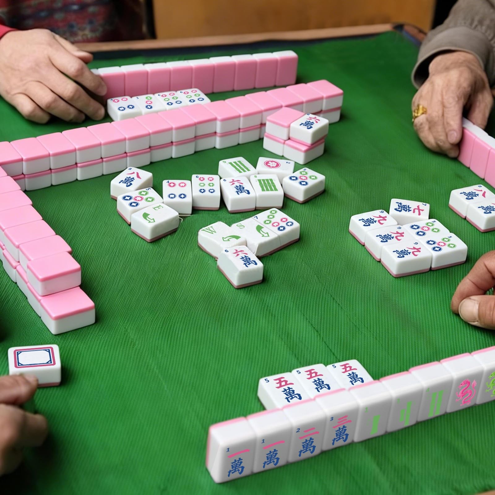 American Mahjong Tile Set, 1.2 x 0.9 x 0.6 inches, Pink