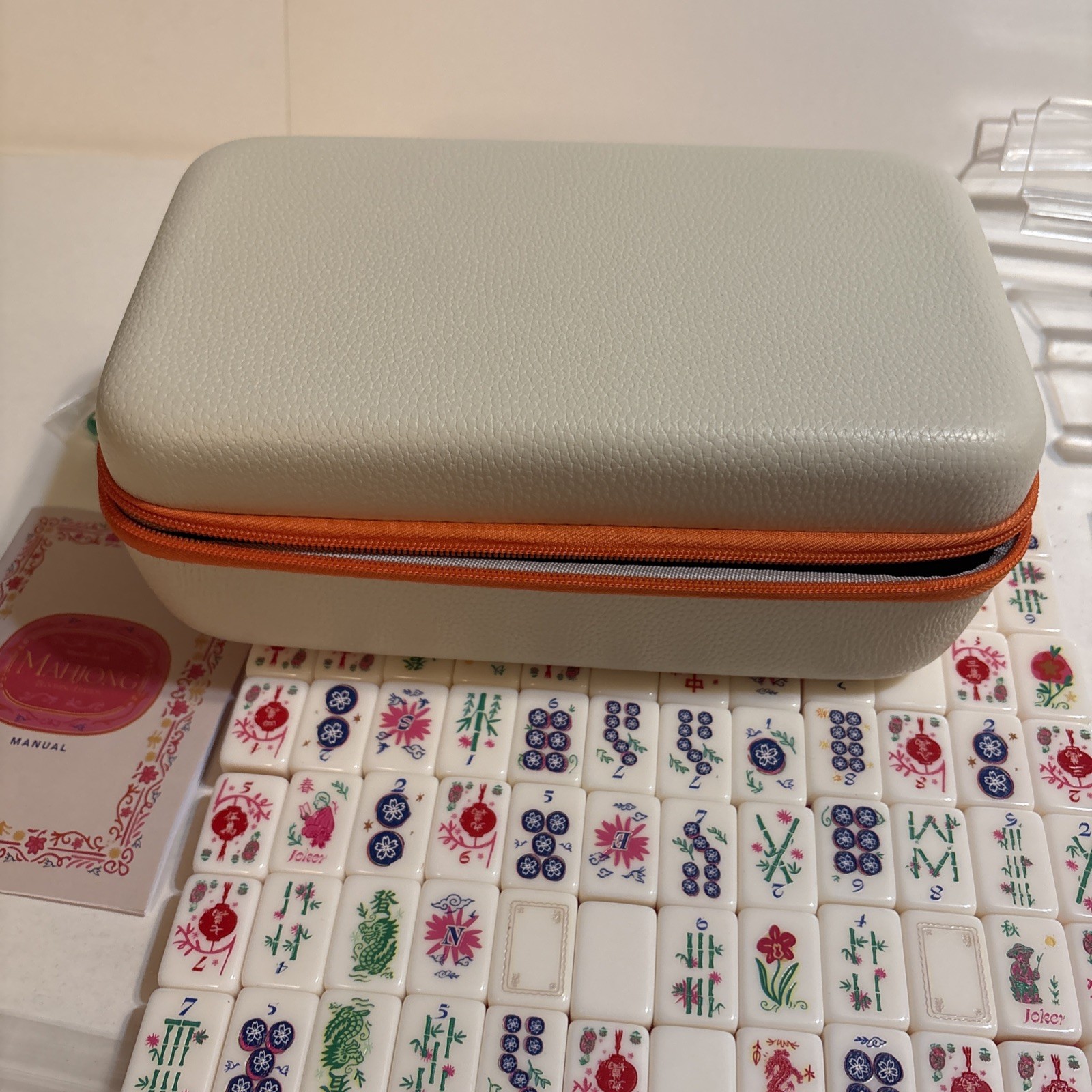 Maison Lude Mahjong Blooming Edition 160 Thick Tile Set Premium Mat Leather Bag