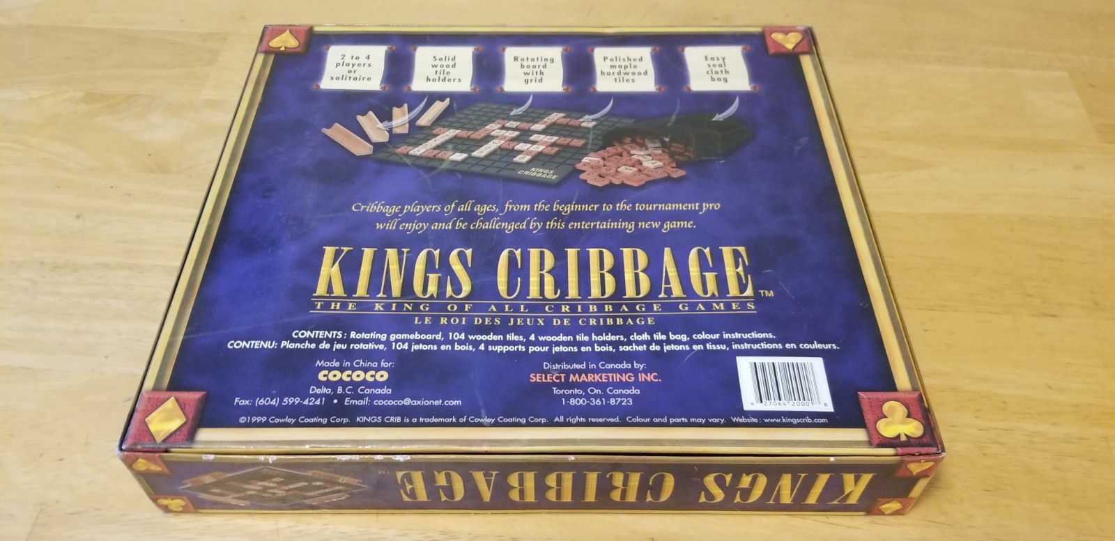 Kings Cribbage Royal Edition Board Game 100% Complete (1999, Cowley)