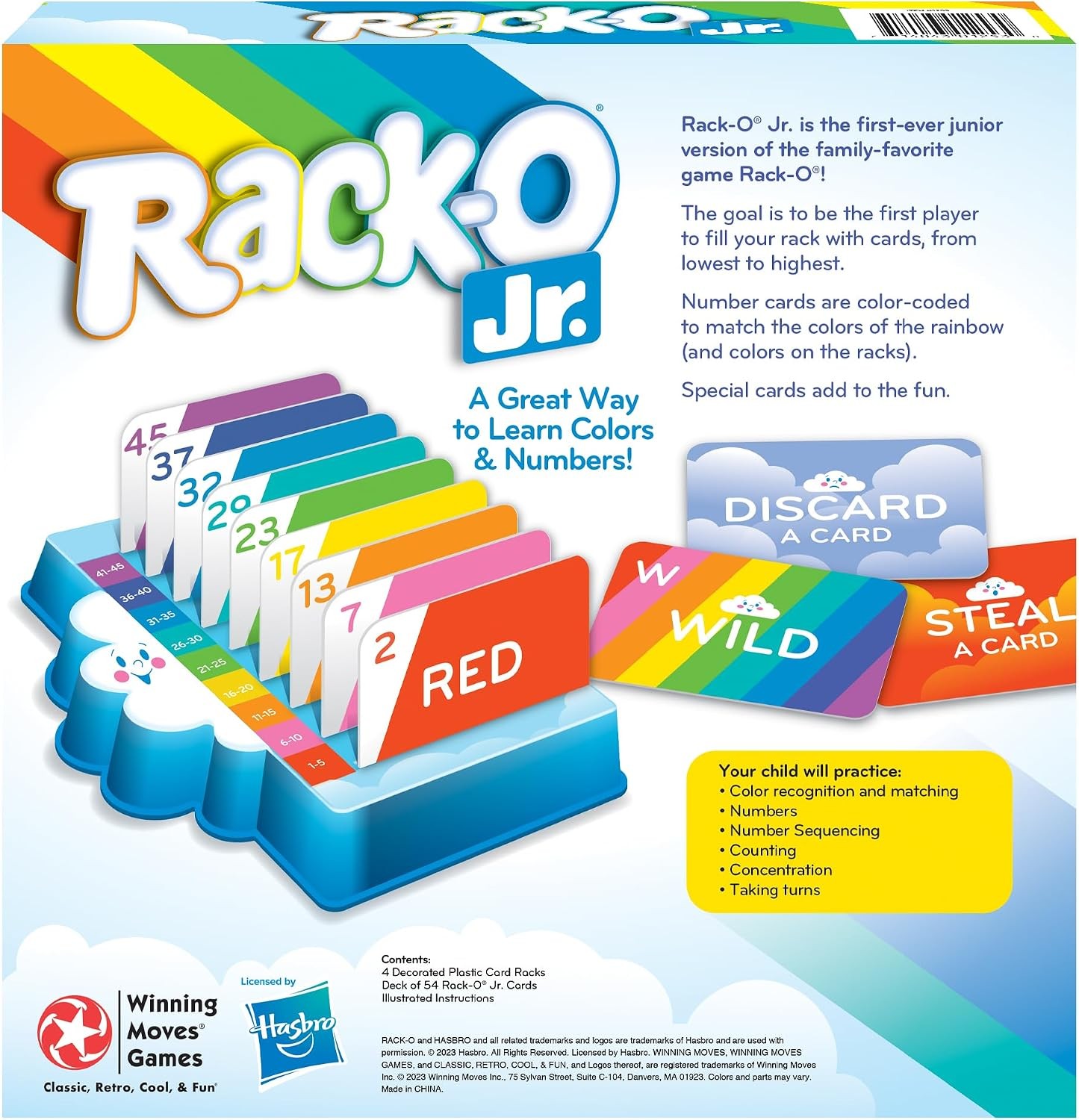 Rack-O Jr Childrens Edition of Family Classic Game 2 to 4 Players Kids Ages 4