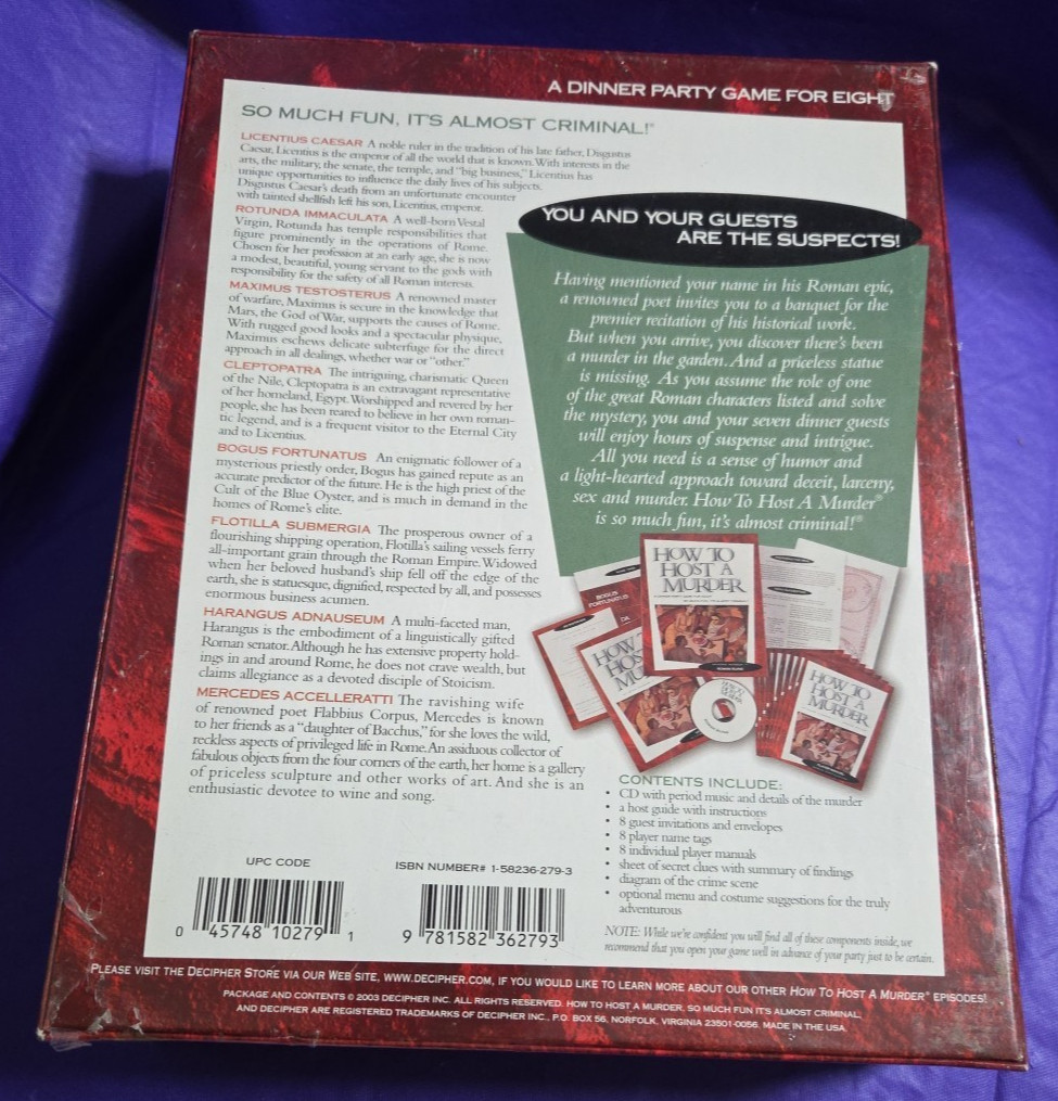 How To Host A Murder: Roman Ruins – CD Version – NIB – For 8 Players