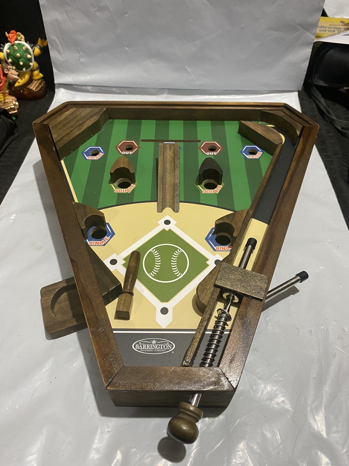 Table Top Wooden Baseball Diamond Pinball Set 13 x 12 Inches Kids Adult Game