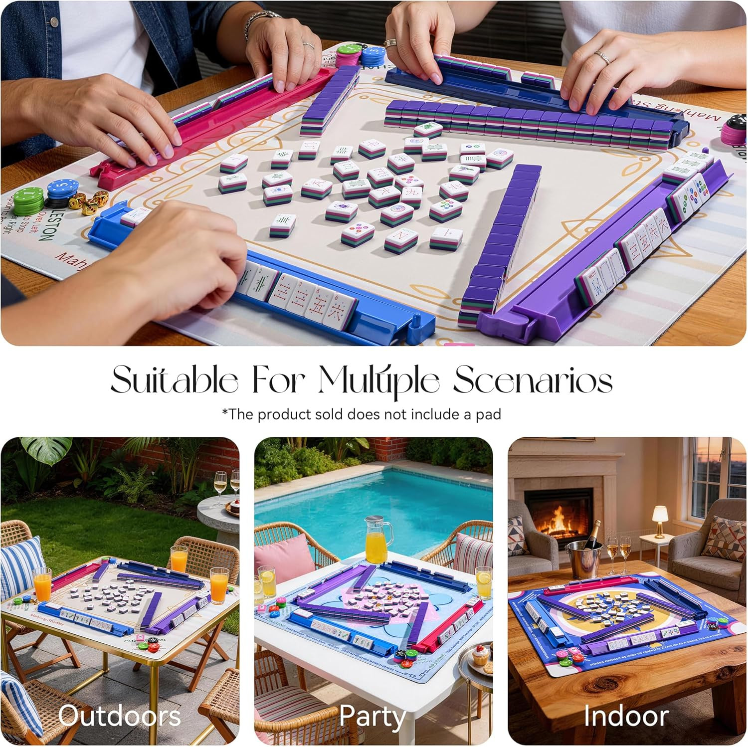 American Mahjong Tile Set – 160 Acrylic Tiles with 4 All-In-One Mahjong Tile Rac