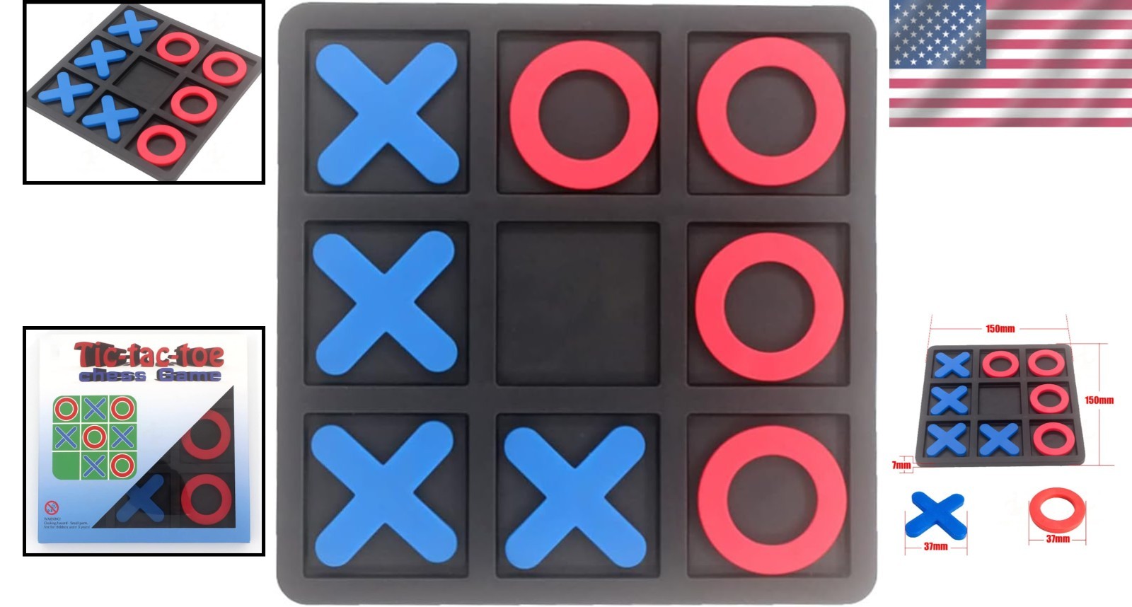 Interactive Resin Tic Tac Toe Game for Kids – Perfect Travel Toy at 15 cm