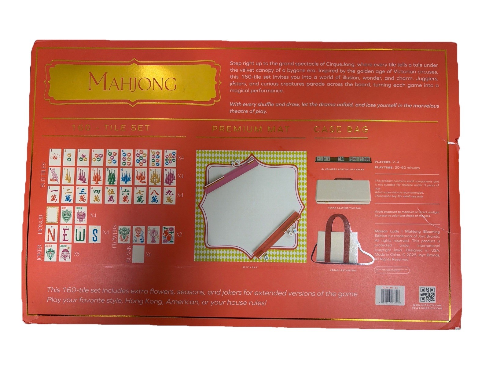 Mahjong CirqueJong Edition 160 Tile Set w Racks Mat Carry Case Maison Lude Box