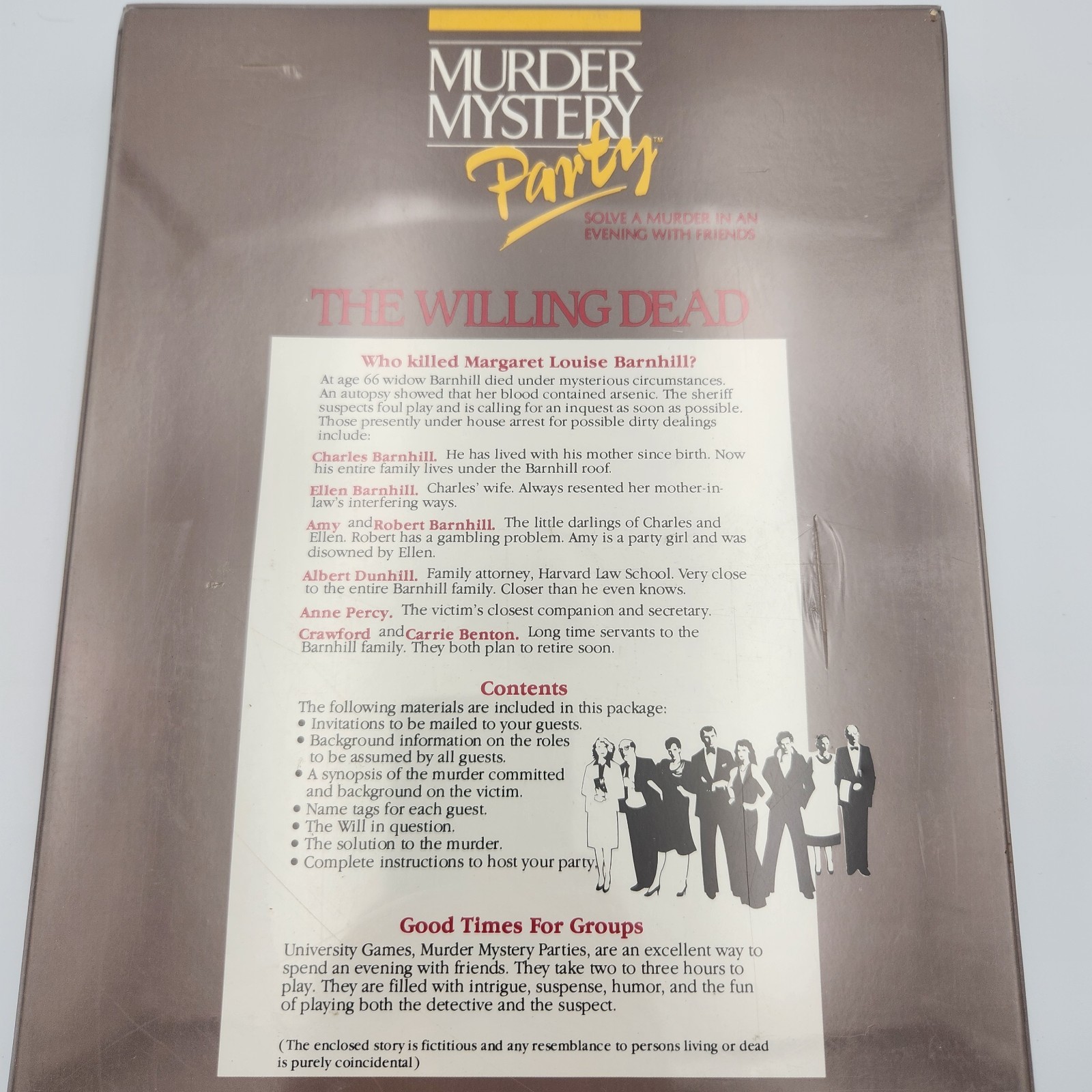 University Games The Willing Dead Murder Mystery Role Playing Game UG 2000 1985