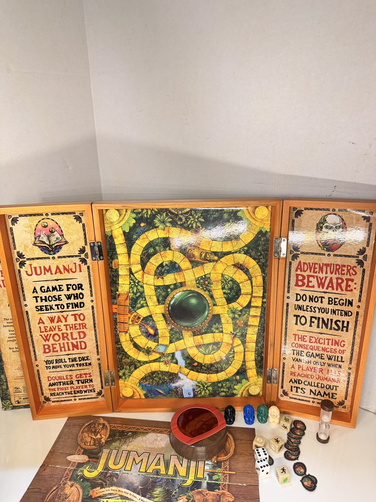 Jumanji Board Game Wooden Box Complete Spin Master Adventure Game