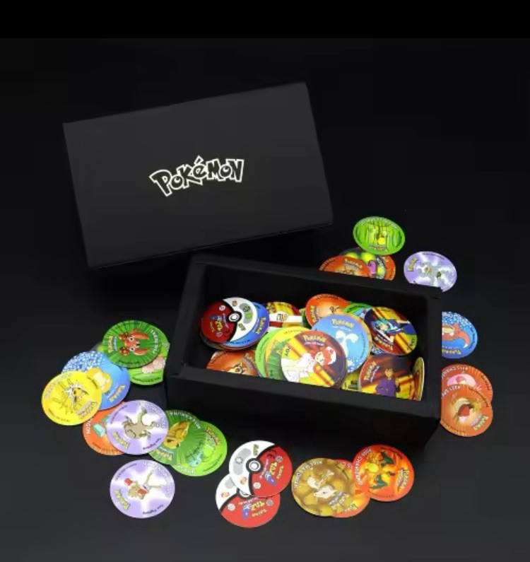 Pokemon Tazos Pogs 141 pcs 3rd Generation Strokes Box 3D Round Square Collection
