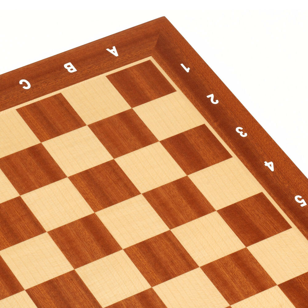 21×21″ Maple&Sapele Inlaid Wood Chess Board w/57mm Square. Flat Chess Game Board