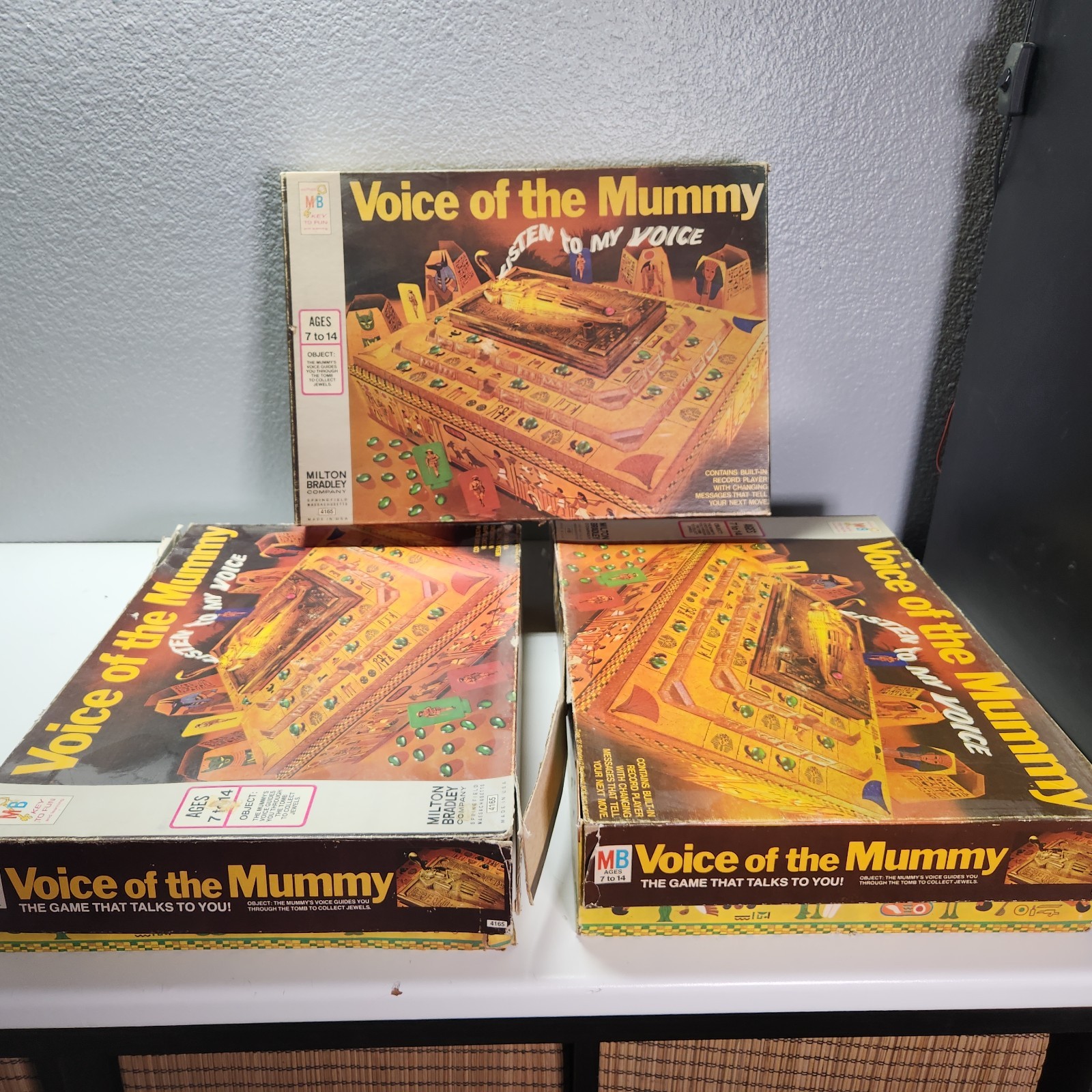 3 Milton Bradley Board Game – 1971 – VOICE OF THE MUMMY – w/Box For Parts AS IS