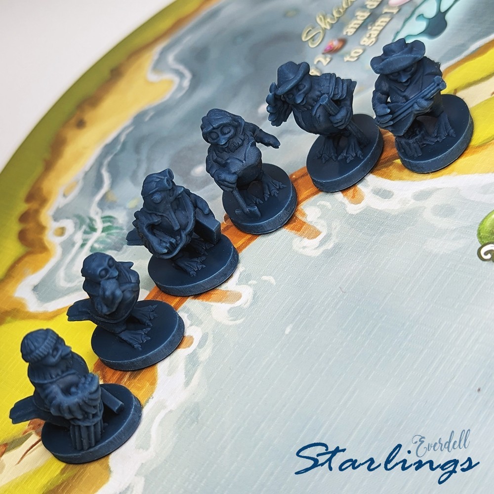 BLUE Starlings 8pcs | Unofficial Upgrade for Everdell Pearlbrook, Frog, Rabbit