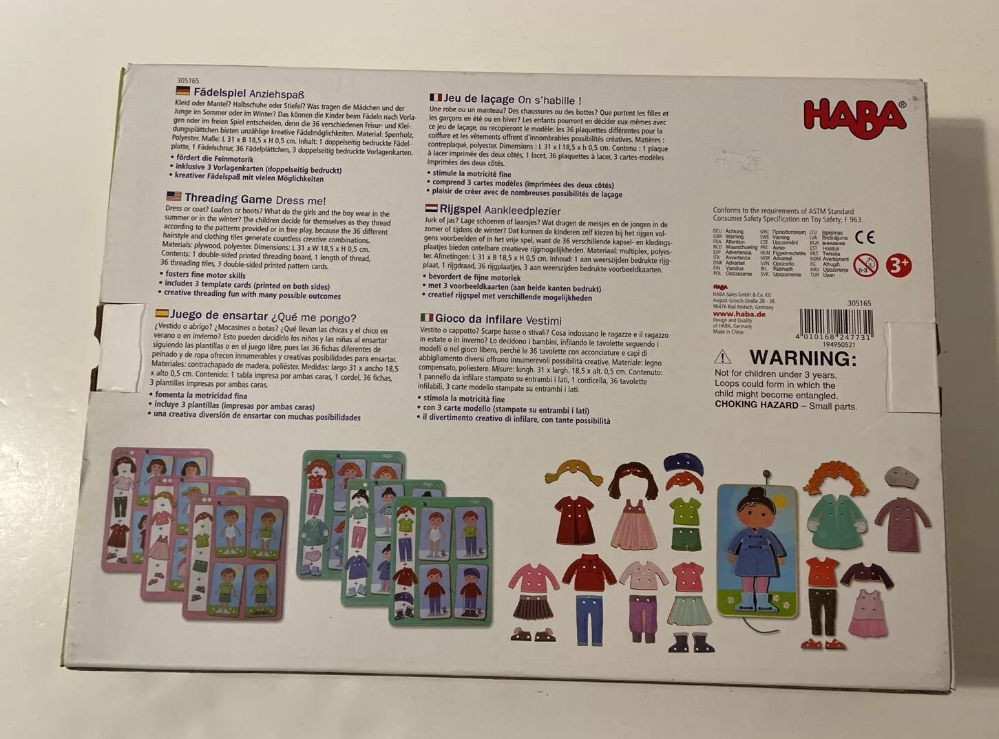 Dress Me Threading Game by HABA – Complete – Ages 3+