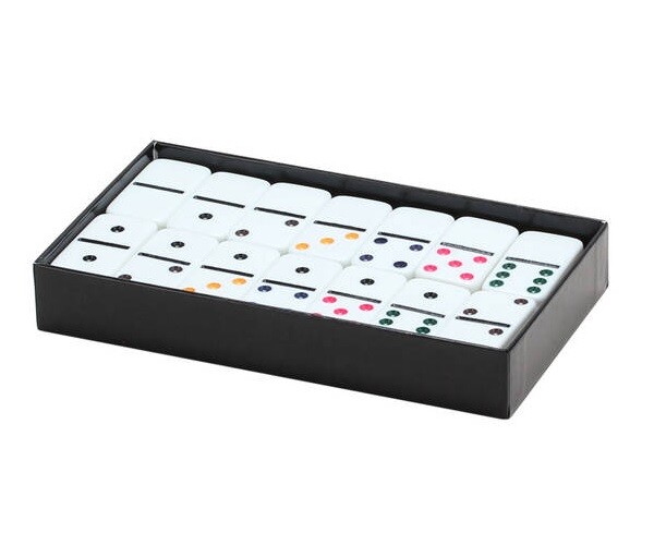 Dominoes Double 6 Six Jumbo Size Color Dot White Tile Game Set New
