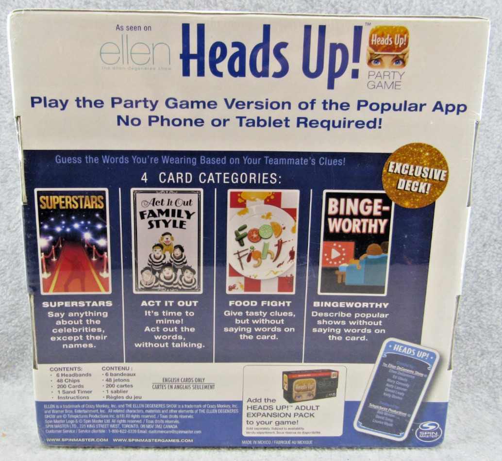 Heads Up! Party Card Game 3rd Edition ~ Guess the Word ~ Ellen ~ New! Sealed!