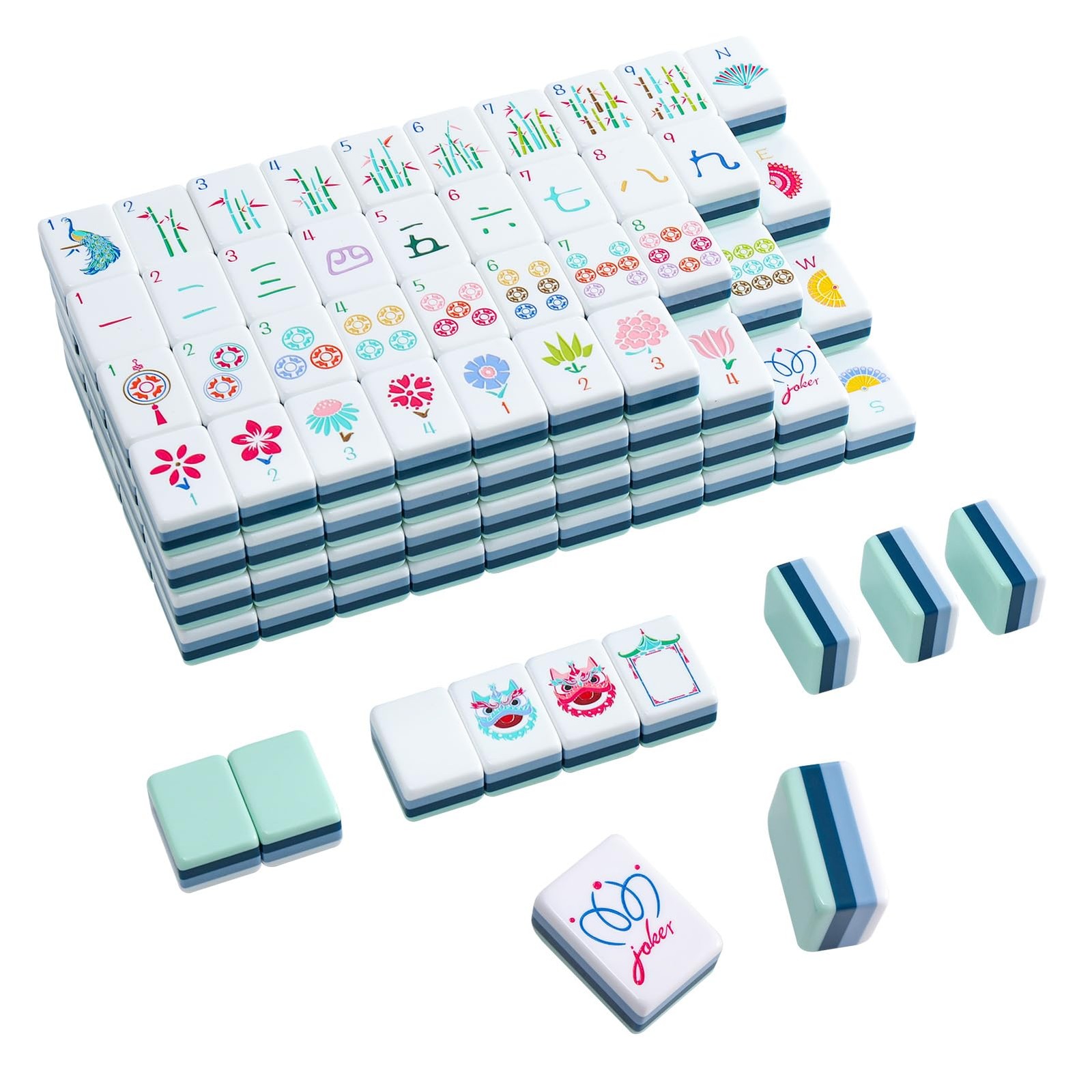 My Mahjong Trove 160 Acrylic 4 Layer Engraved American Mahjong Tiles Set with…