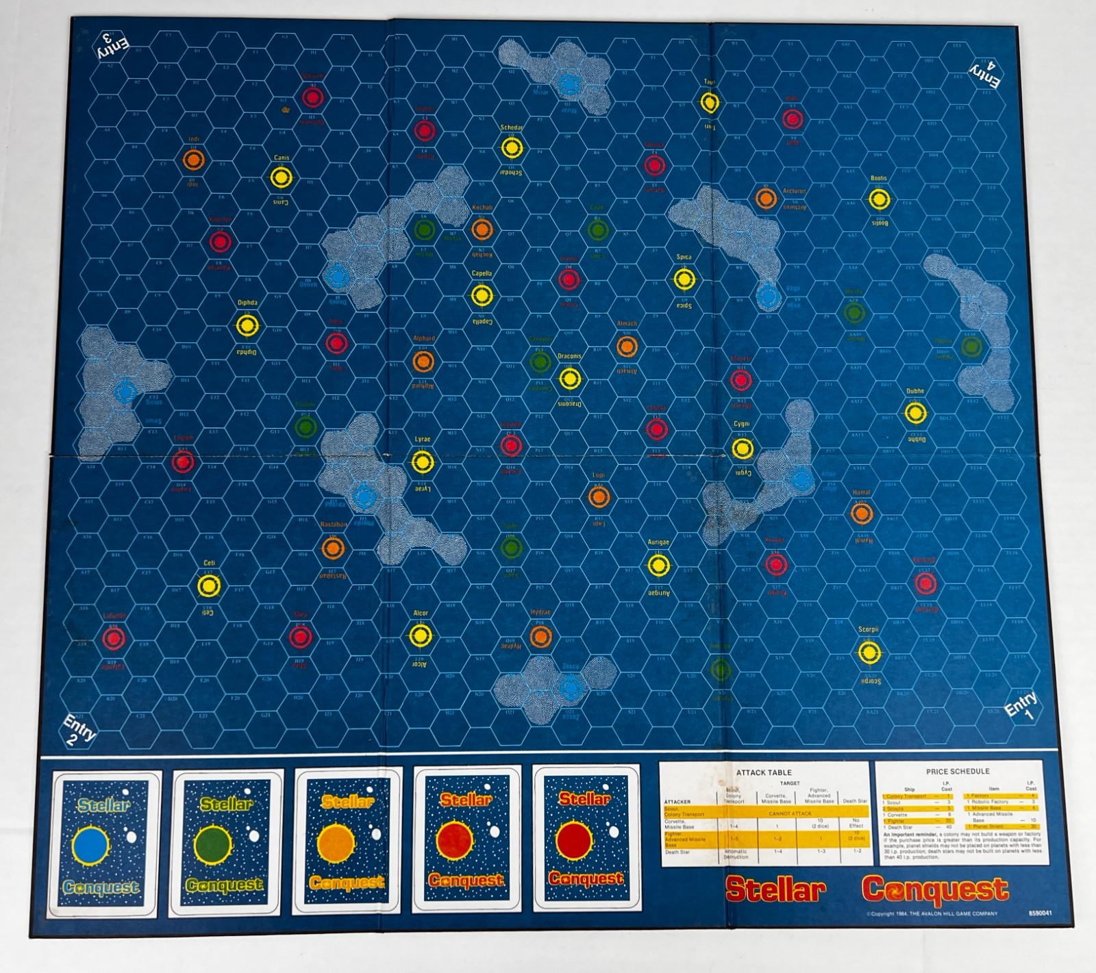 Vtg 1984 Avalon Hill Stellar Conquest Board Game Map Parts