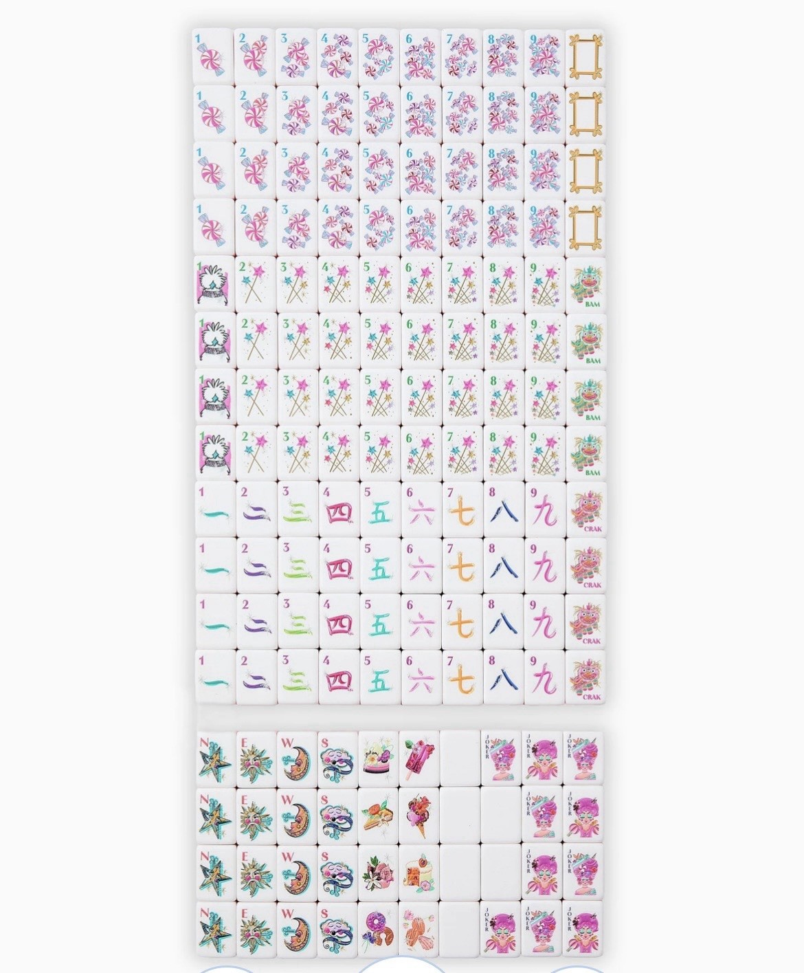 Glitterville Inspired 4-Layer Pink Back American Mahjong Tiles