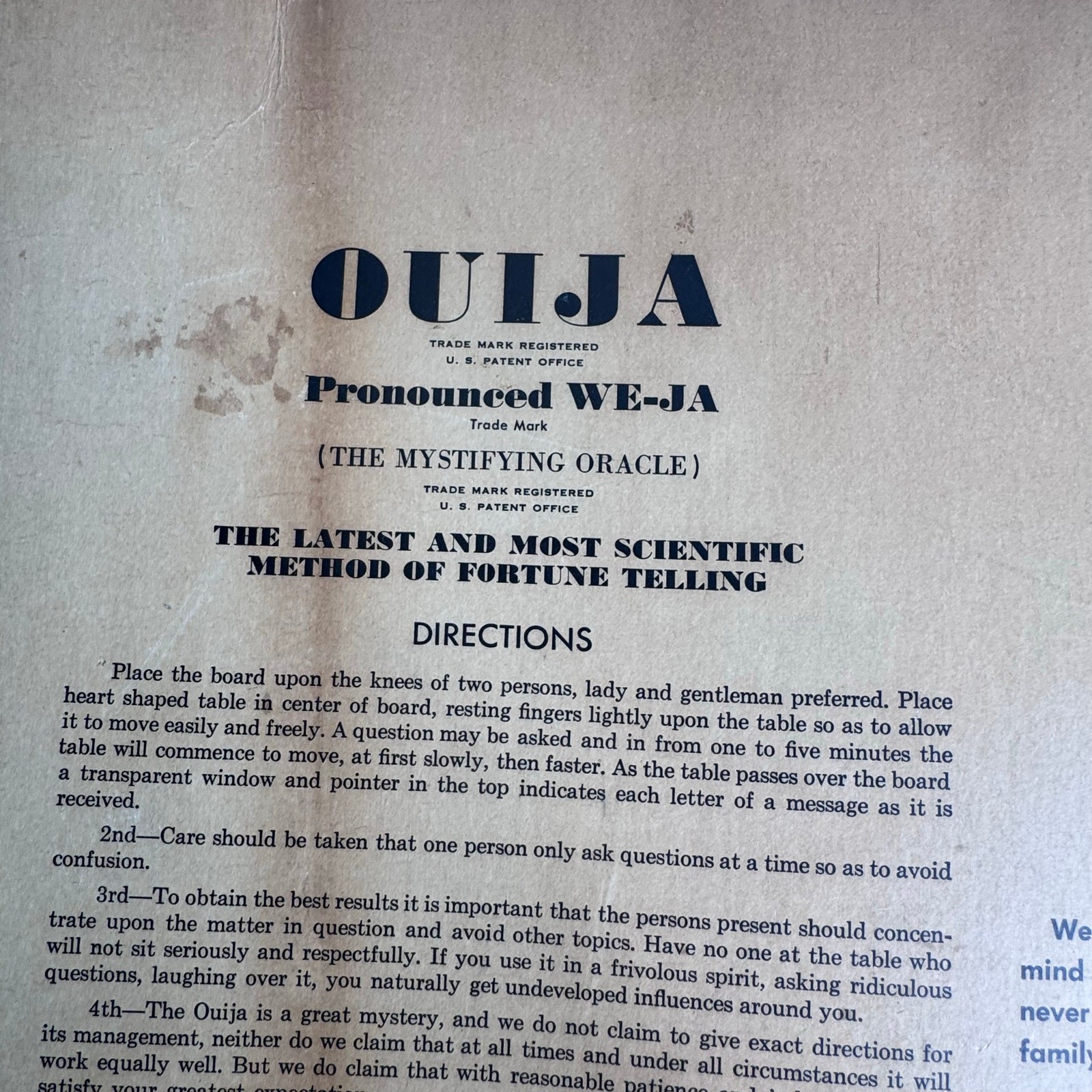 Haunted 1950s OUIJA Board Mystifying Oracle William Fuld Pre Parker Brothers