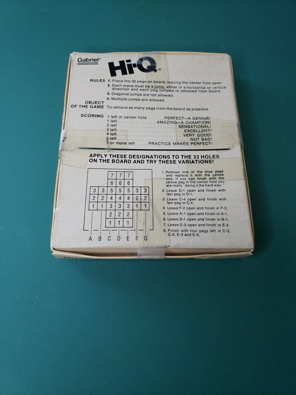 HI-Q Gabriel #7120 Solitaire Game w/ Box complete Vintage 1978