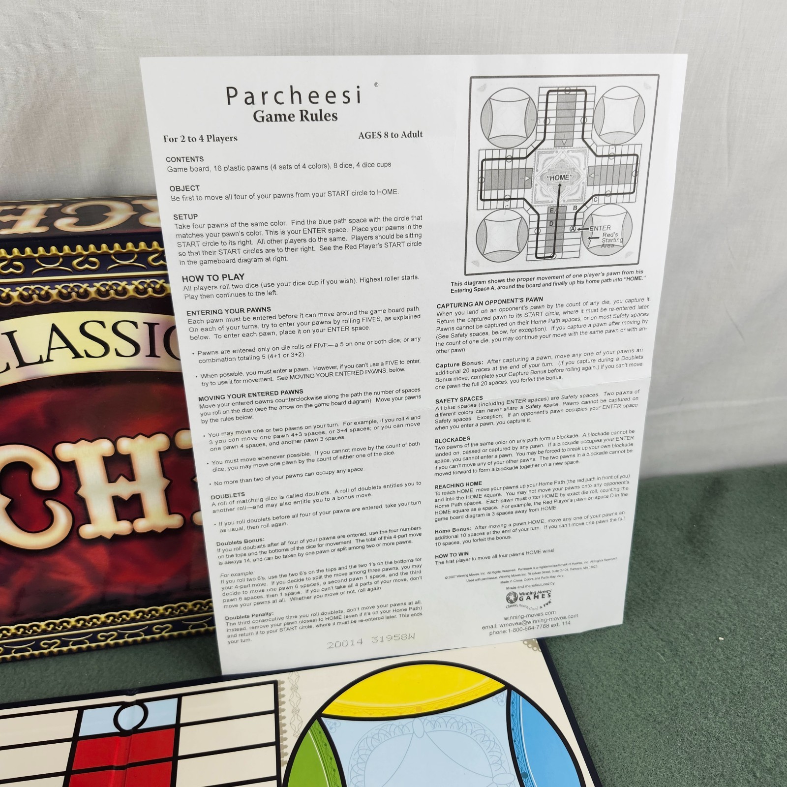 Classic Parcheesi – Timeless Treasure Enjoyed by Players of All Ages! Moves 2007