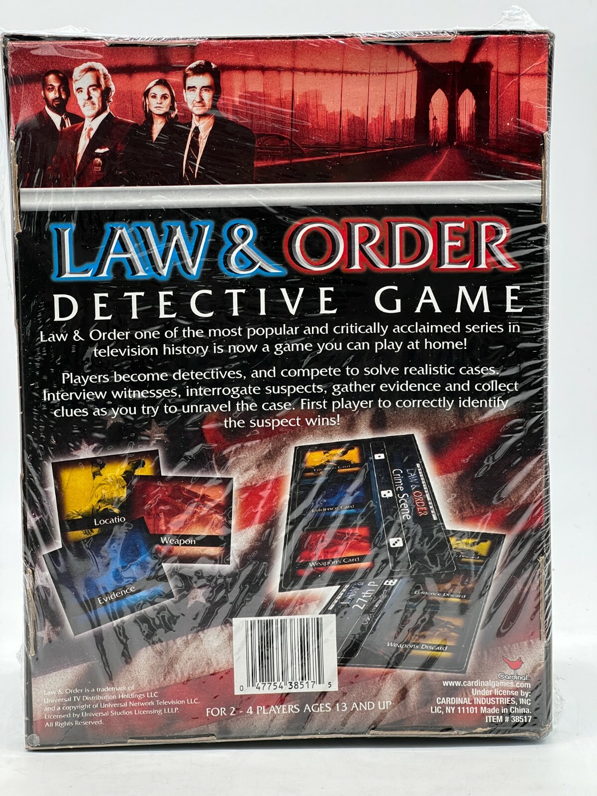 Law & Order Detective Board Game 2-4 Players Ages 13+ Cardinal Games