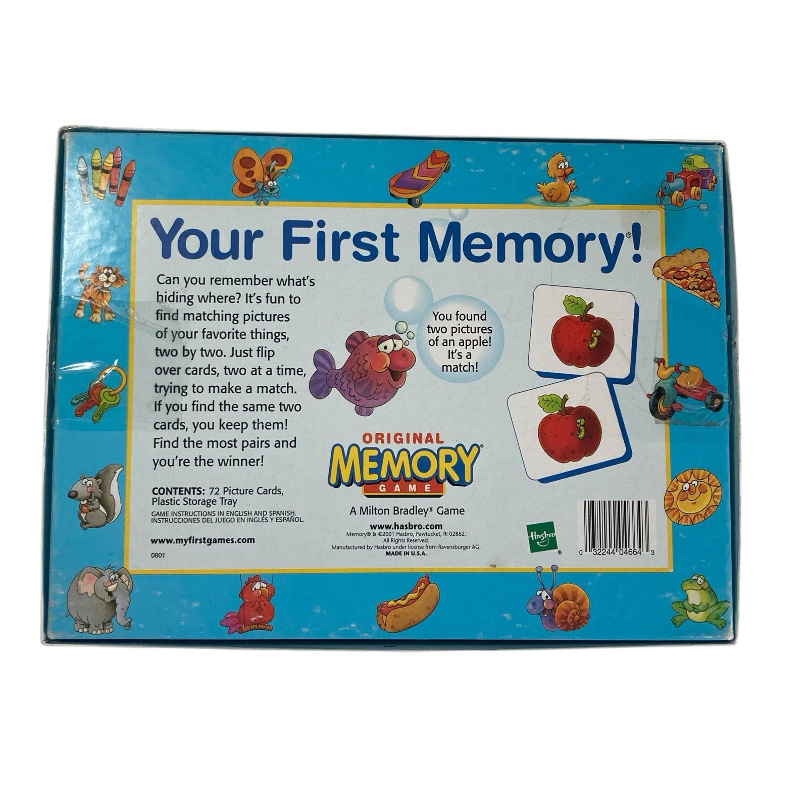 VTG 2001 Milton Bradley Original Memory Game Card Matching Complete 72 Cards