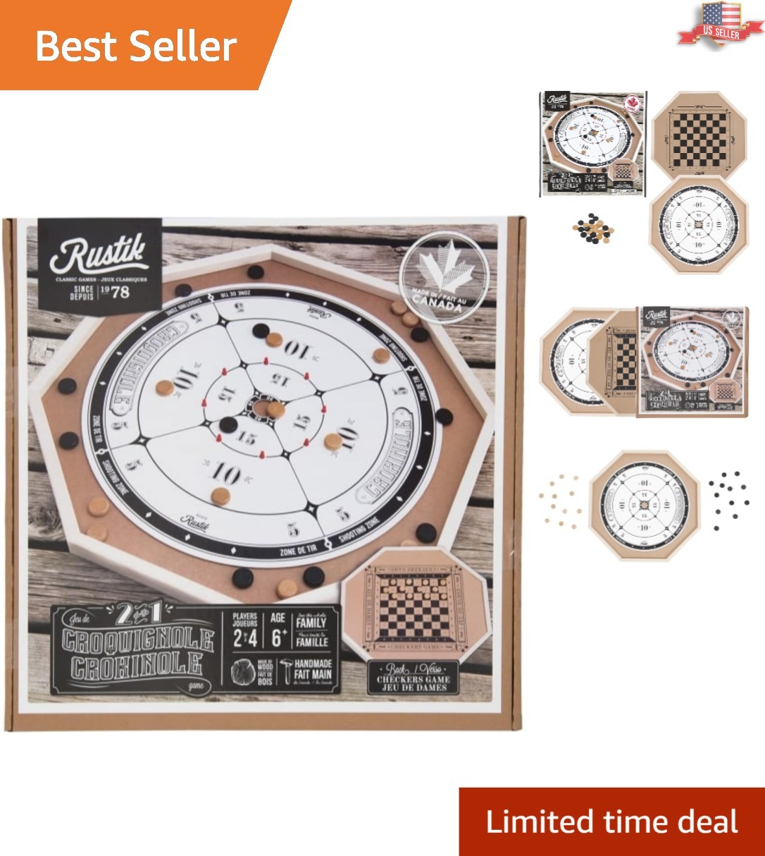 Educational Crokinole & Checkers Game: Foster Literacy & Strategic Thinking