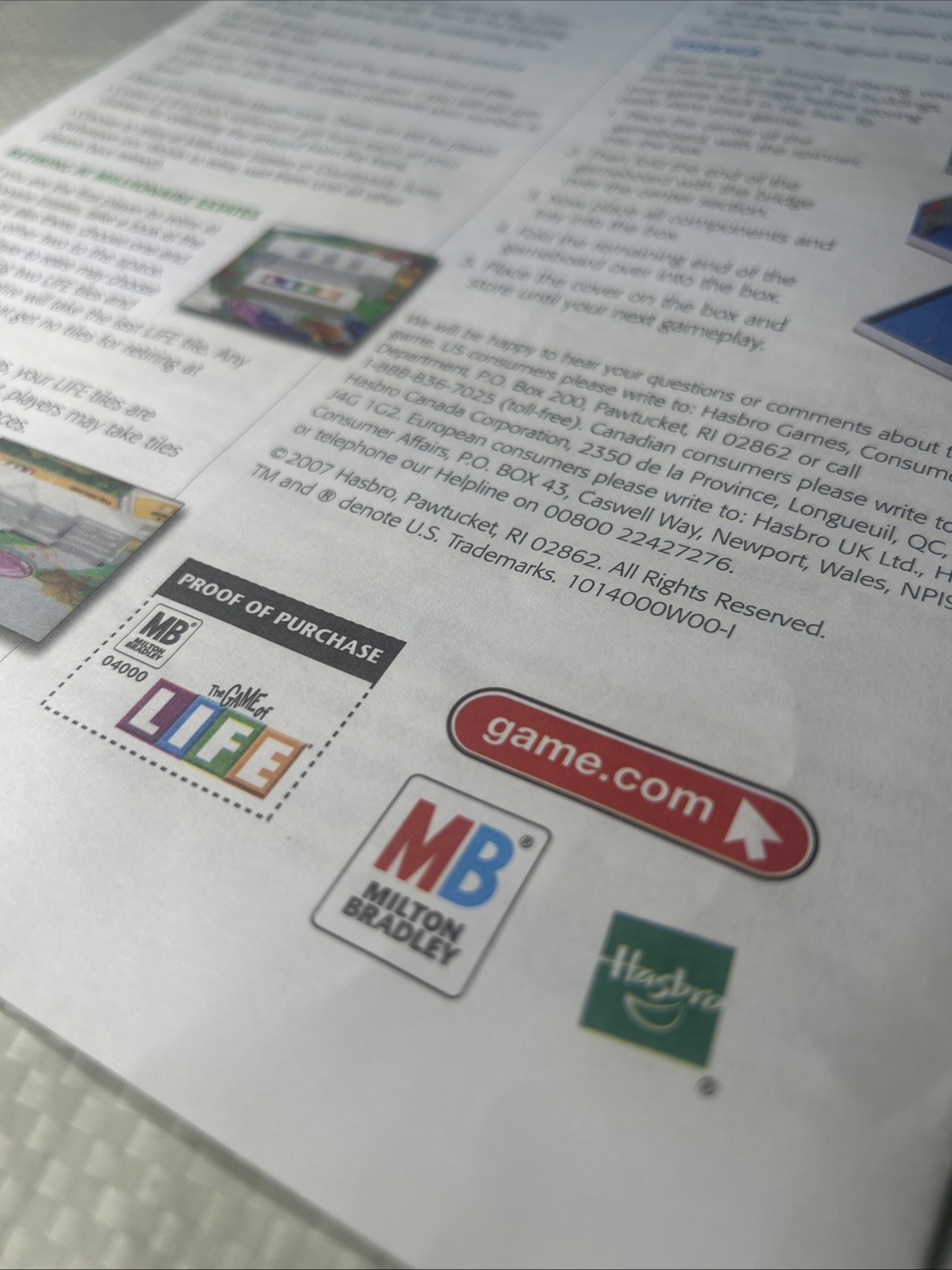 Game of Life 2007 Instruction Manual Replacement