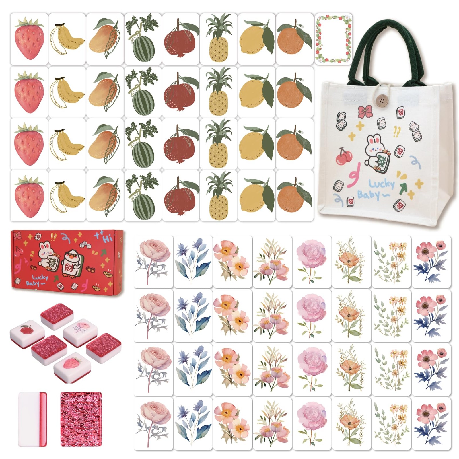 Gueiddi Mahjong Block Set 65 Pcs Vita Mahjong Set Handbag Portable Travel