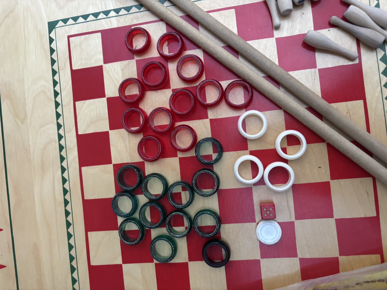 Vintage Merdel Carrom Game Board 100% Complete w/ Original Box, Rules + 46 Parts