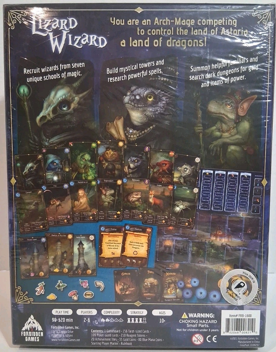 Lizard Wizard Board Game Fantasy Strategy Game Forbidden Games Ages 10+ Sealed